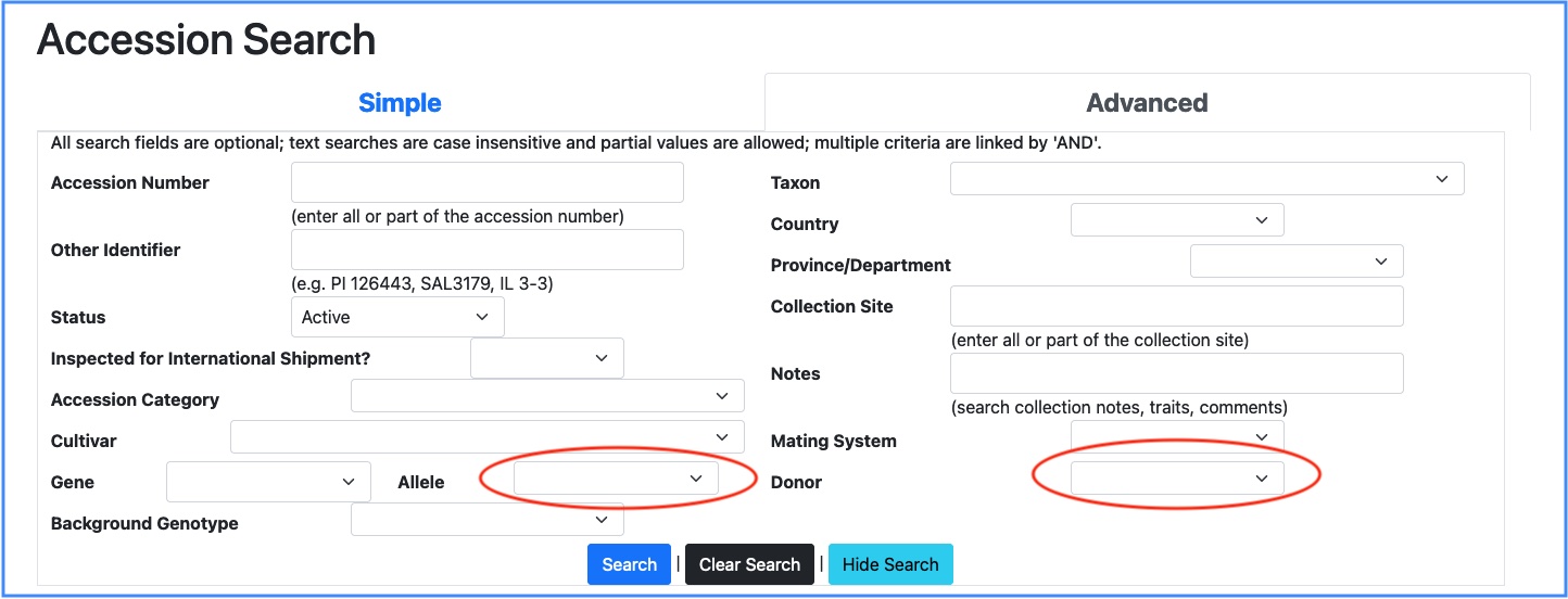 Accession Search (Advanced)