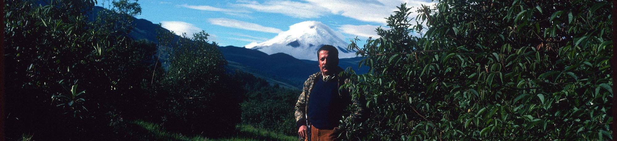 Carlos Ochoa with Volcan Cotopaxi in the background
